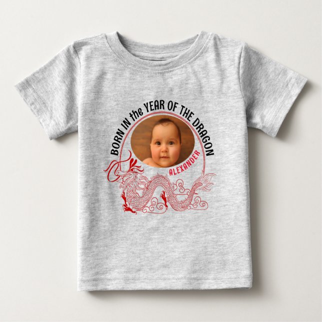 Year Of The Dragon Baby foto with name Baby T-Shirt (Front)