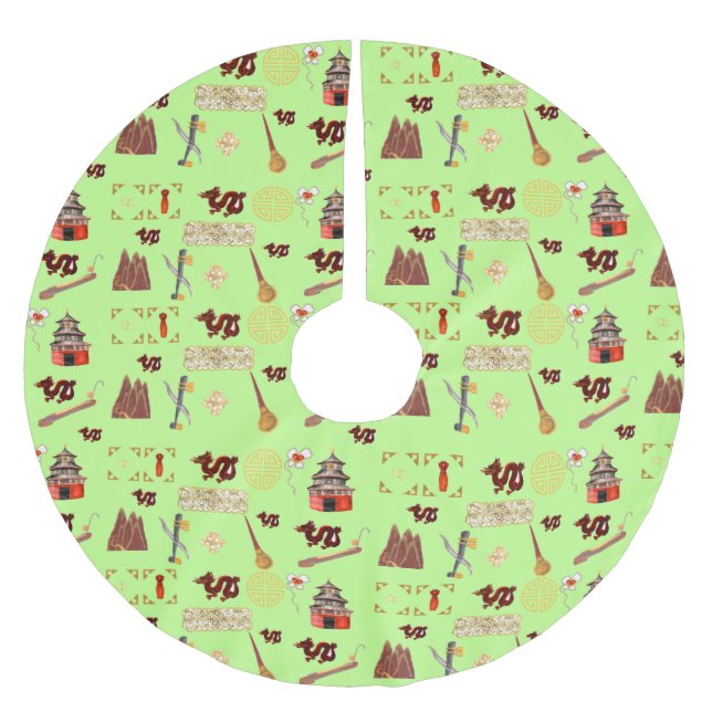 Year of The Dragon Chinese Favourites Music Luck Brushed Polyester Tree Skirt (Front)