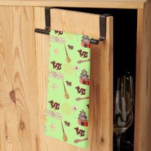 Year of The Dragon Chinese Favourites Music Luck Tea Towel