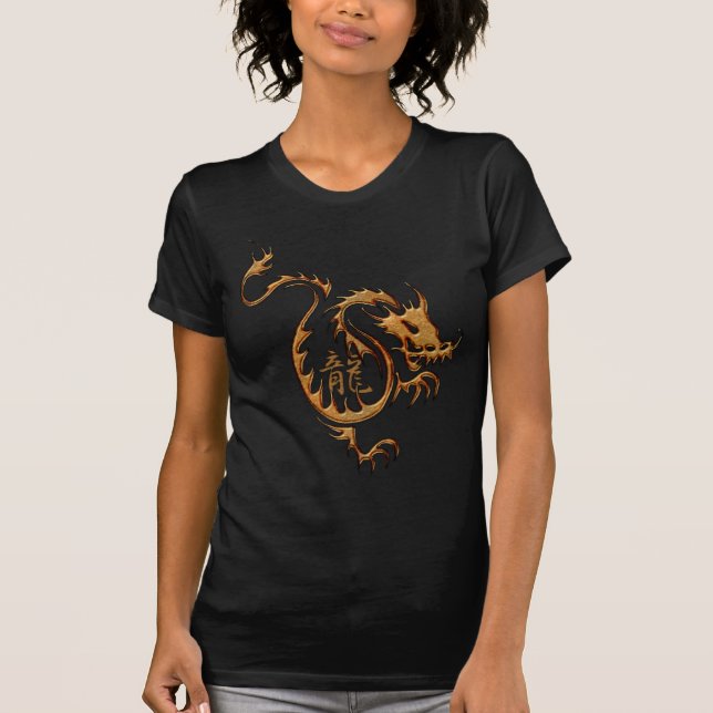 Year of the "DRAGON" Chinese Gold Dragon & Kanji T-Shirt (Front)
