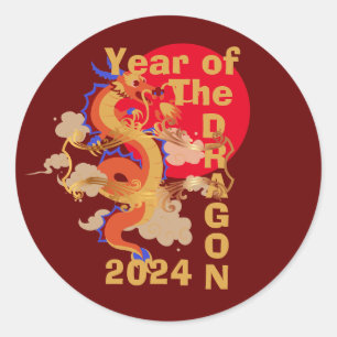 Year of the dragon Chinese new year 2024 Classic Round Sticker