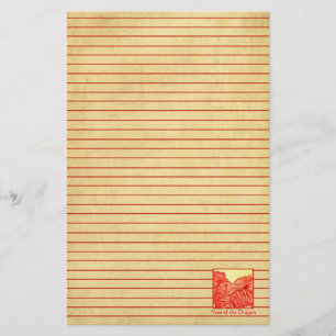 Year of the Dragon Chinese New Year Red Lined Stationery