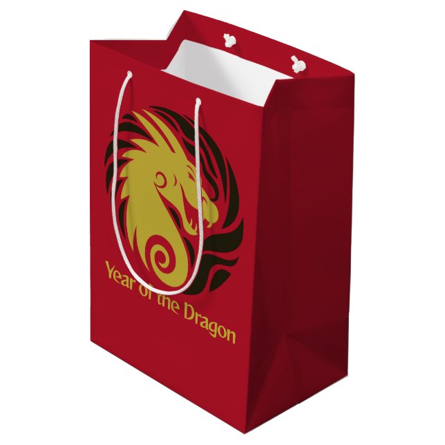 Year of the Dragon Design  Medium Gift Bag (Back Angled)