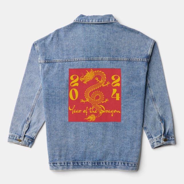 Year of the Dragon Gold Denim Jacket (Back)