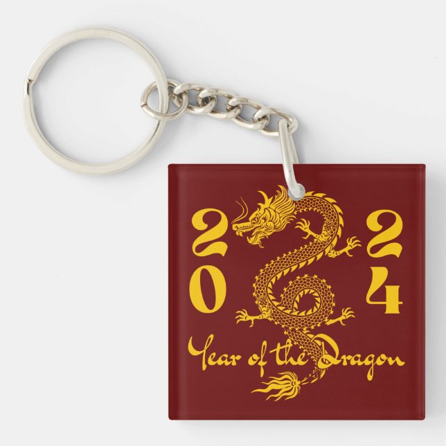 Year of the Dragon Gold Key Ring (Front)