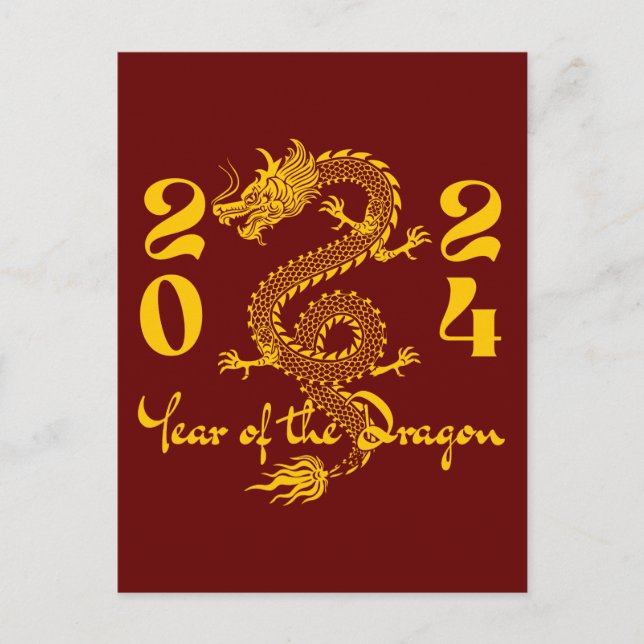 Year of the Dragon Gold Postcard (Front)