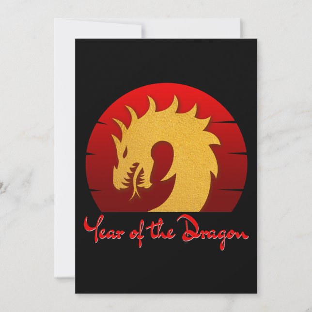 YEAR OF THE DRAGON GOLD RED INVITATION (Front)