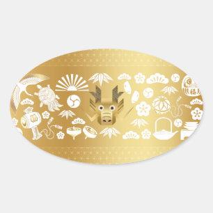 Year of the Dragon, Golden Dragon Oval Sticker