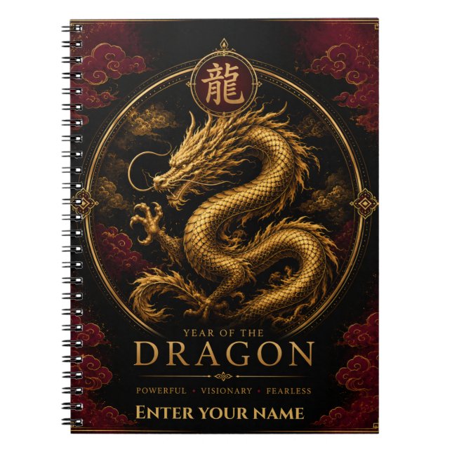 Year of the Dragon Personalised Zodiac Notebook (Front)