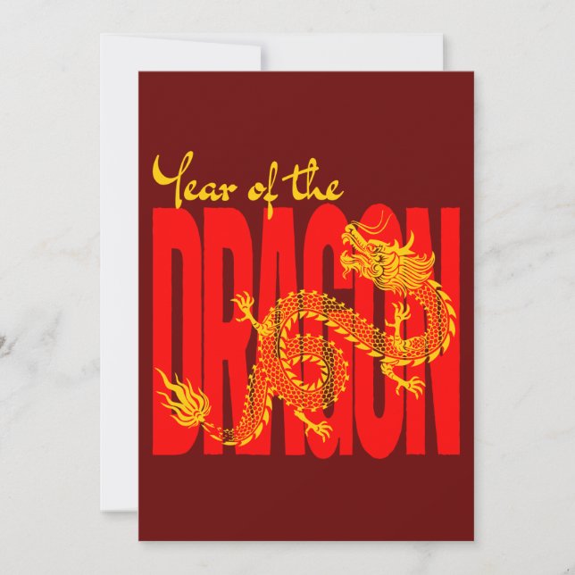 Year of the Dragon Red Gold Invitation (Front)