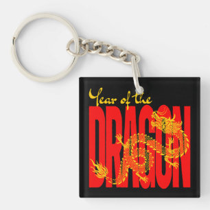 Year of the Dragon Red Gold Key Ring