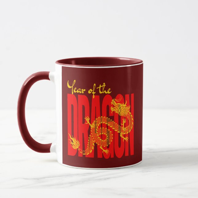 Year of the Dragon Red Gold Mug (Left)