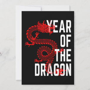 Year of the Dragon red white Invitation