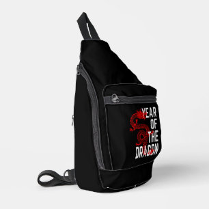 Year of the Dragon red white Sling Bag