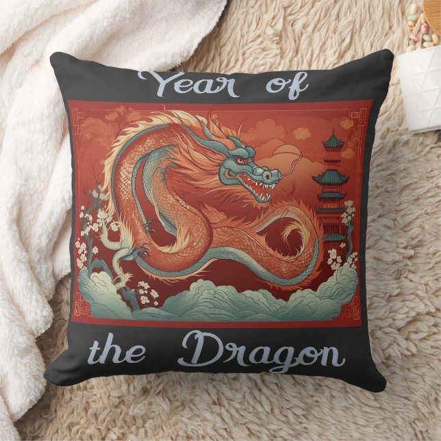 Year of the Dragon Throw Pillow (Blanket)