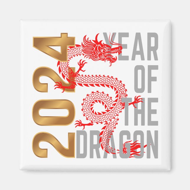 Year of the Dragon Year 2024 Chinese zodiac Magnet (Front)