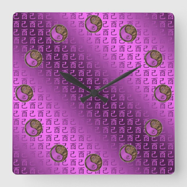 Year of the Earth Rooster Square Wall Clock (Front)