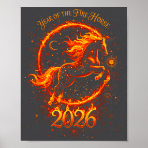 Year Of The Fire Horse 2026 Chinese New Year  Poster