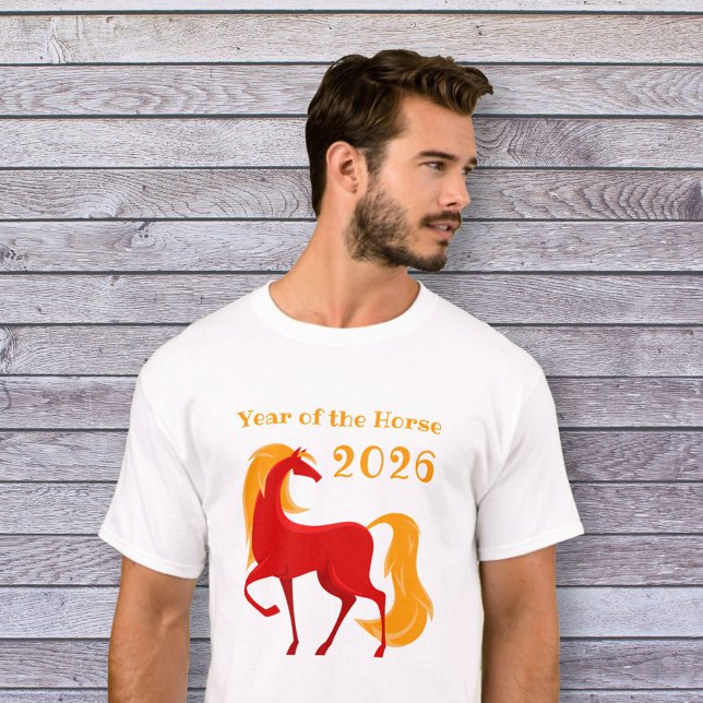Year of the Fire Horse 2026 Chinese Zodiac Men's T-Shirt (Creator Uploaded)
