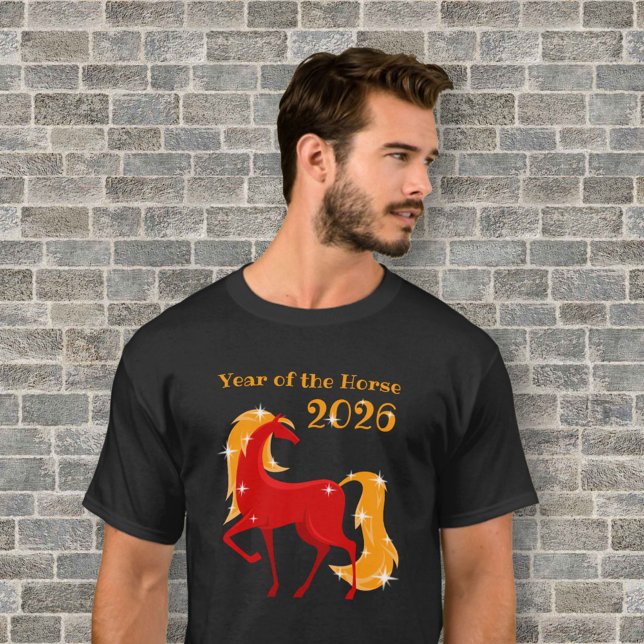 Year of the Fire Horse 2026 Chinese Zodiac Men's T-Shirt (Creator Uploaded)