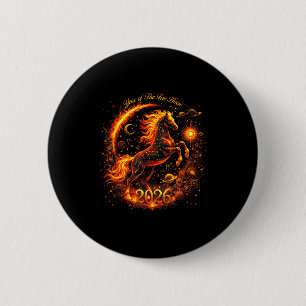Year Of The Fire Horse 2026 Lunar Chinese New Year 6 Cm Round Badge
