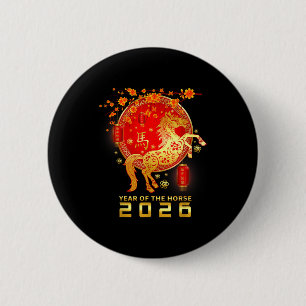 Year Of The Fire Horse Chinese New Year 2026 Zodia 6 Cm Round Badge
