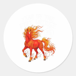 Year Of The Fire Horse Chinese New Year 2026 Zodia Classic Round Sticker