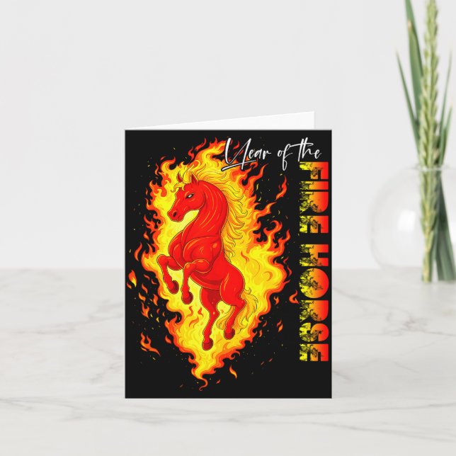 Year Of The Fire Horse Happy Chinese Lunar New Yea Card (Front)