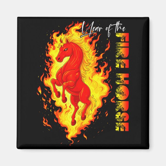 Year Of The Fire Horse Happy Chinese Lunar New Yea Magnet (Front)