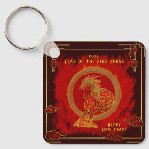 Year of the Fire Horse , Happy Lunar New Year Key Ring