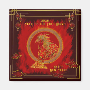 Year of the Fire Horse , Happy Lunar New Year Magnet