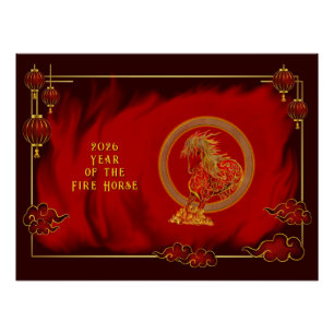Year of the Fire Horse , Happy Lunar New Year Poster