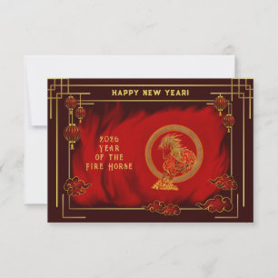 Year of the Fire Horse , Happy Lunar New Year RSVP Card
