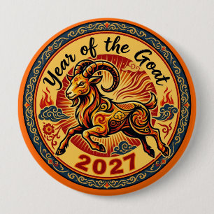 Year Of The Goat 2027 Button Lunar New Year Fire