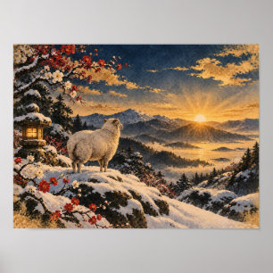 Year of the Goat 2027 Japanese Sunrise Poster