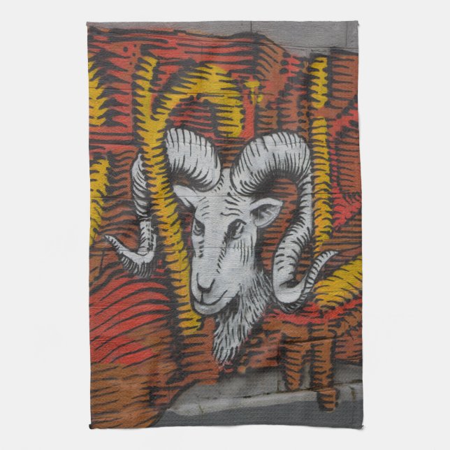 Year Of the Goat   Graffiti Tea Towel (Vertical)