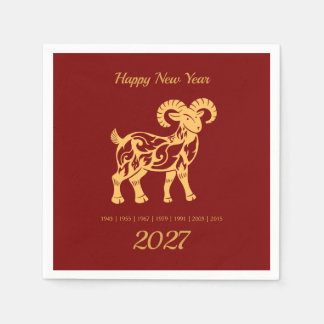 Year of the Goat Lunar New Year 2027 Napkin