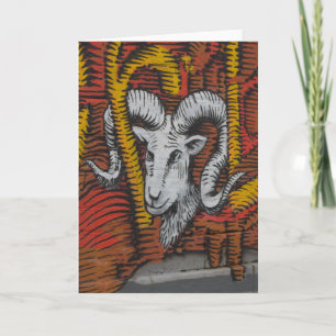 Year Of the Goat Sheep Ram Graffiti Holiday Card