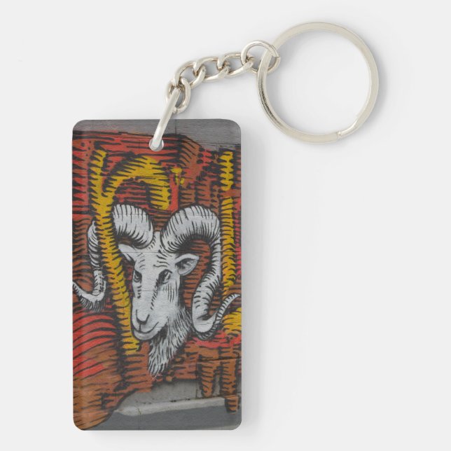 Year Of the Goat Sheep Ram Graffiti Key Ring (Back)