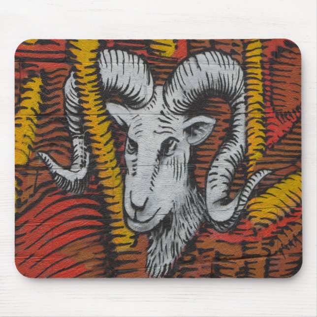Year Of the Goat Sheep Ram Graffiti Mouse Pad (Front)