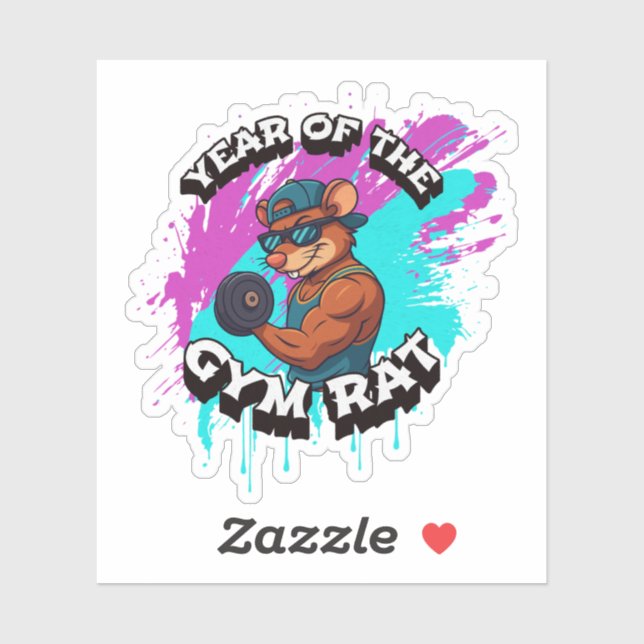 Year of the Gym Rat Funny Workout Cartoon Design (Sheet)