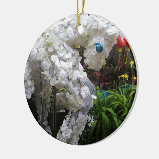 Year of the Horse | 春節馬 ... Chinese Flower Topiary Ceramic Ornament (Left)