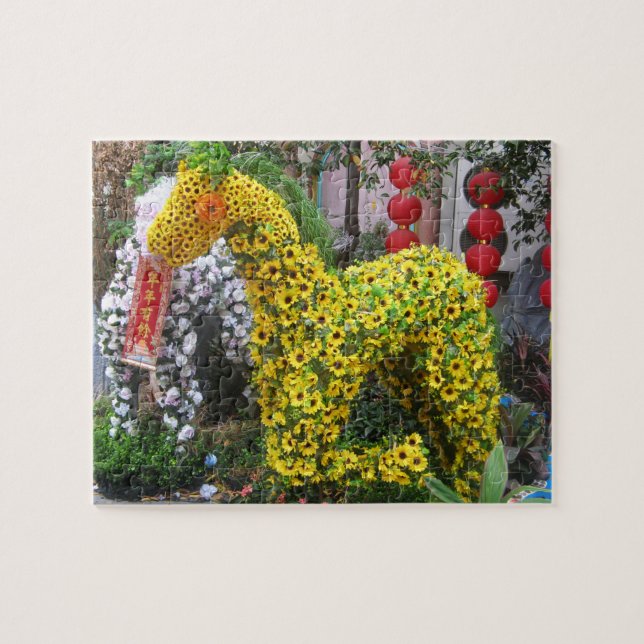 Year of the Horse | 春節馬 ... Chinese Flower Topiary Jigsaw Puzzle (Horizontal)