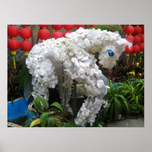 Year of the Horse   春節馬 ... Chinese Flower Topiary Poster