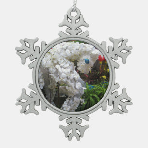 Year of the Horse 春節馬 ... Chinese Flower Topiary Snowflake Pewter Christmas Ornament