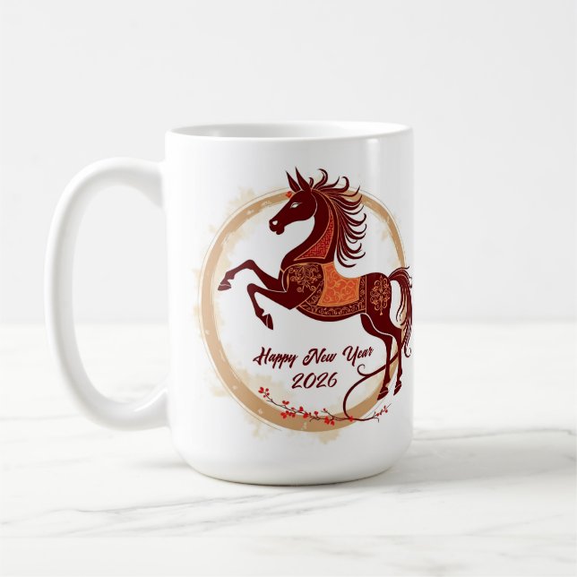 Year of the Horse 2026 Brown colour Coffee Mug (Left)