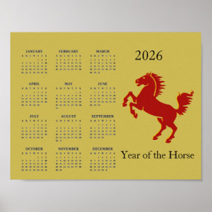 Year of the Horse 2026 Calendar Poster