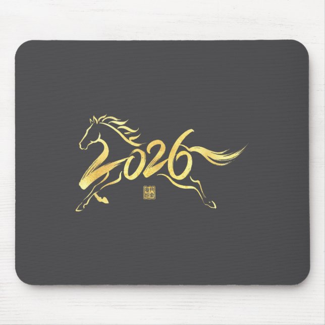 Year Of The Horse 2026 Calligraphy Chinese New Yea Mouse Pad (Front)