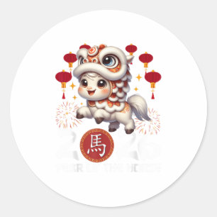 Year Of The Horse 2026 Chinese Lunar New Year Zodi Classic Round Sticker