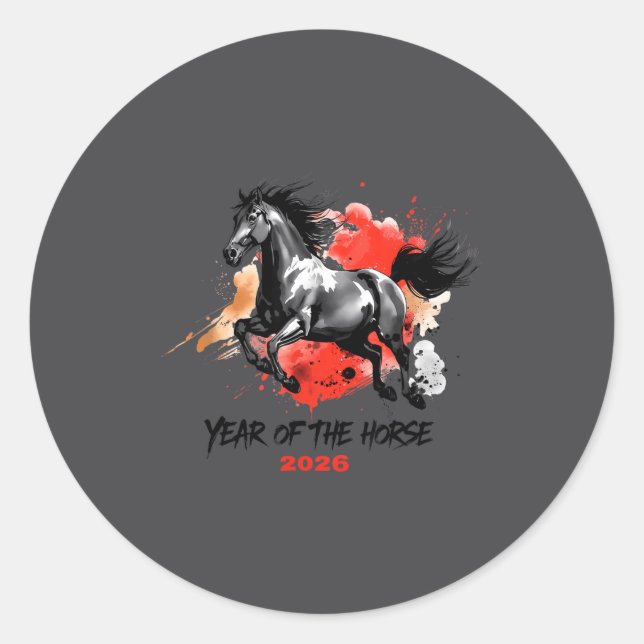 Year Of The Horse 2026 Chinese New Year  Classic Round Sticker (Front)